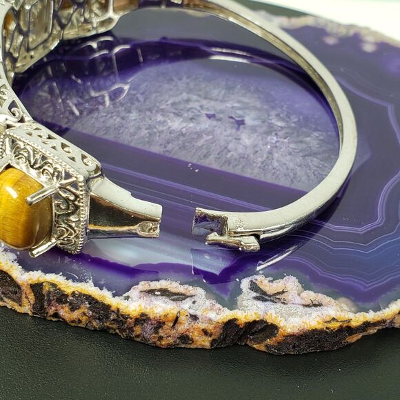 Vintage Marked STS Karis Tigerseye Size 7 Bangle Bracelet - Picture 8 of 16